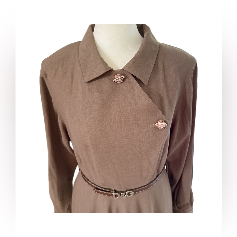 Vintage Elegant Brown Taupe Long Sleeve Dress